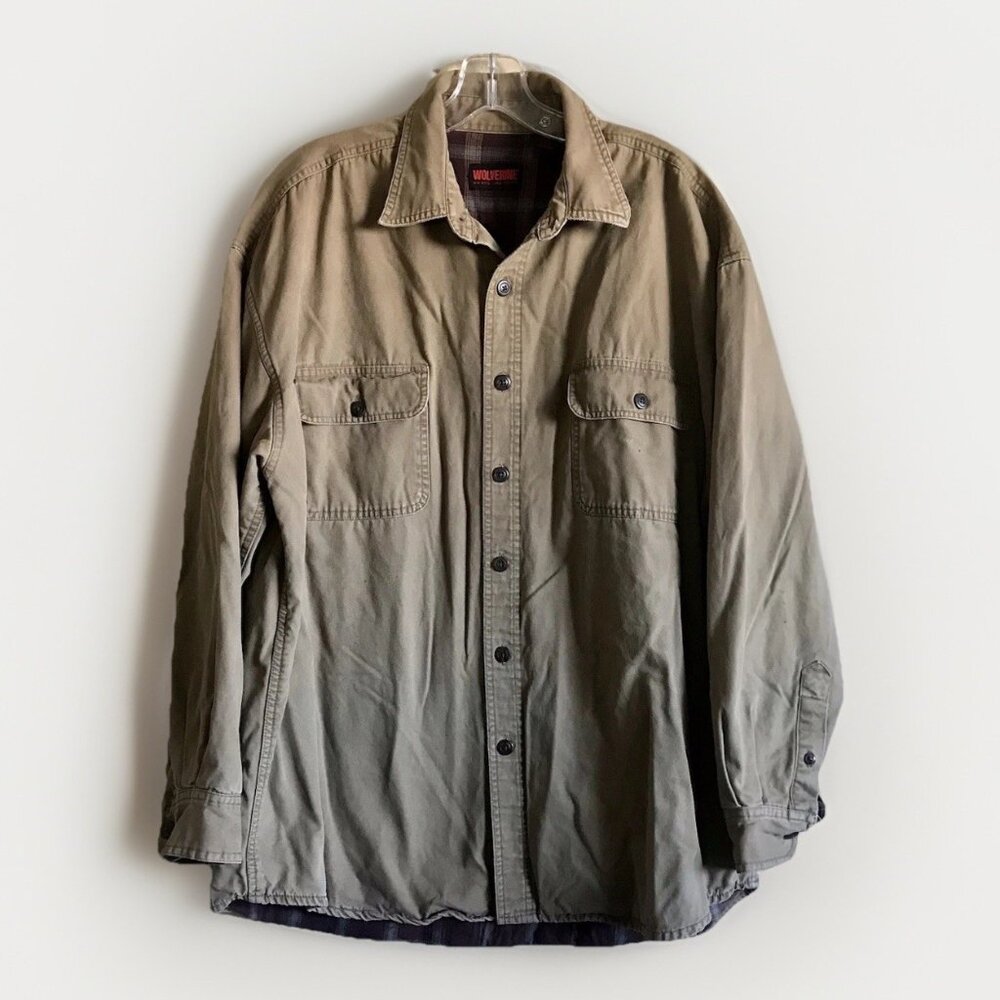 Wolverine Boots And Gear‎ Shacket Mens XL Flannel Lined Heavy Shirt Jacket Tan